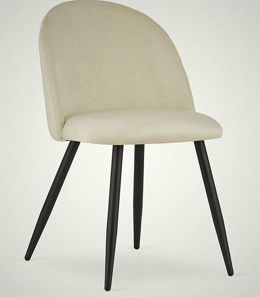Stuhl BELLO in Beige aus Samt mit schwarzen Beinen