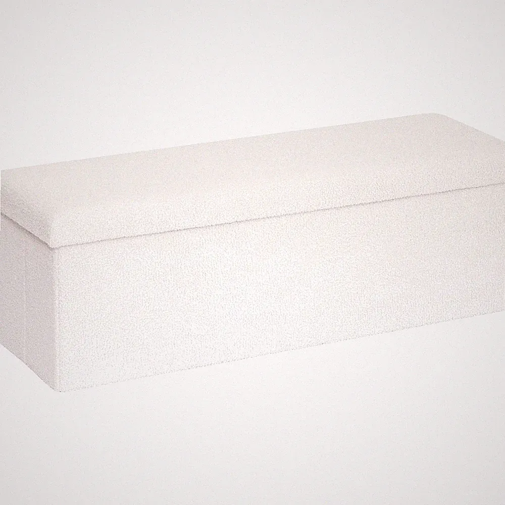 Stuhl Cube mit Stauraum Foldable Sitzbank Fleece Aufbewahrung White 110x38x38cm
