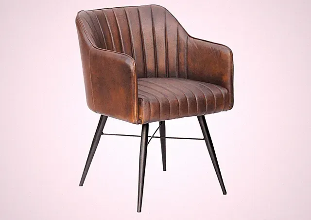 Stuhl Echtleder 54x68x78 braun IRON LABEL Sessel