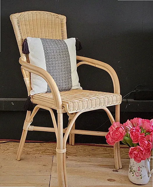 Stuhl Esszimmerstuhl Rattan Rattanstuhl hell Landhauswelt Handarbeit