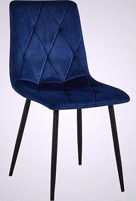 Stuhl LIBRA in Navy-Samt mit schwarzen Beinen