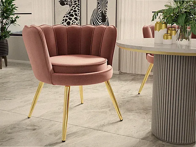 Stuhl Lotorin Esszimmerstuhl Samt Polsterstuhl Elegante Metallbeine Sessel M24