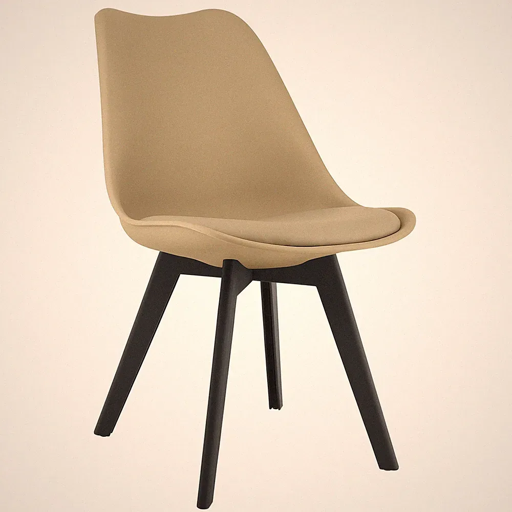 Stuhl MARK in dunklem Beige mit schwarzen Beinen
