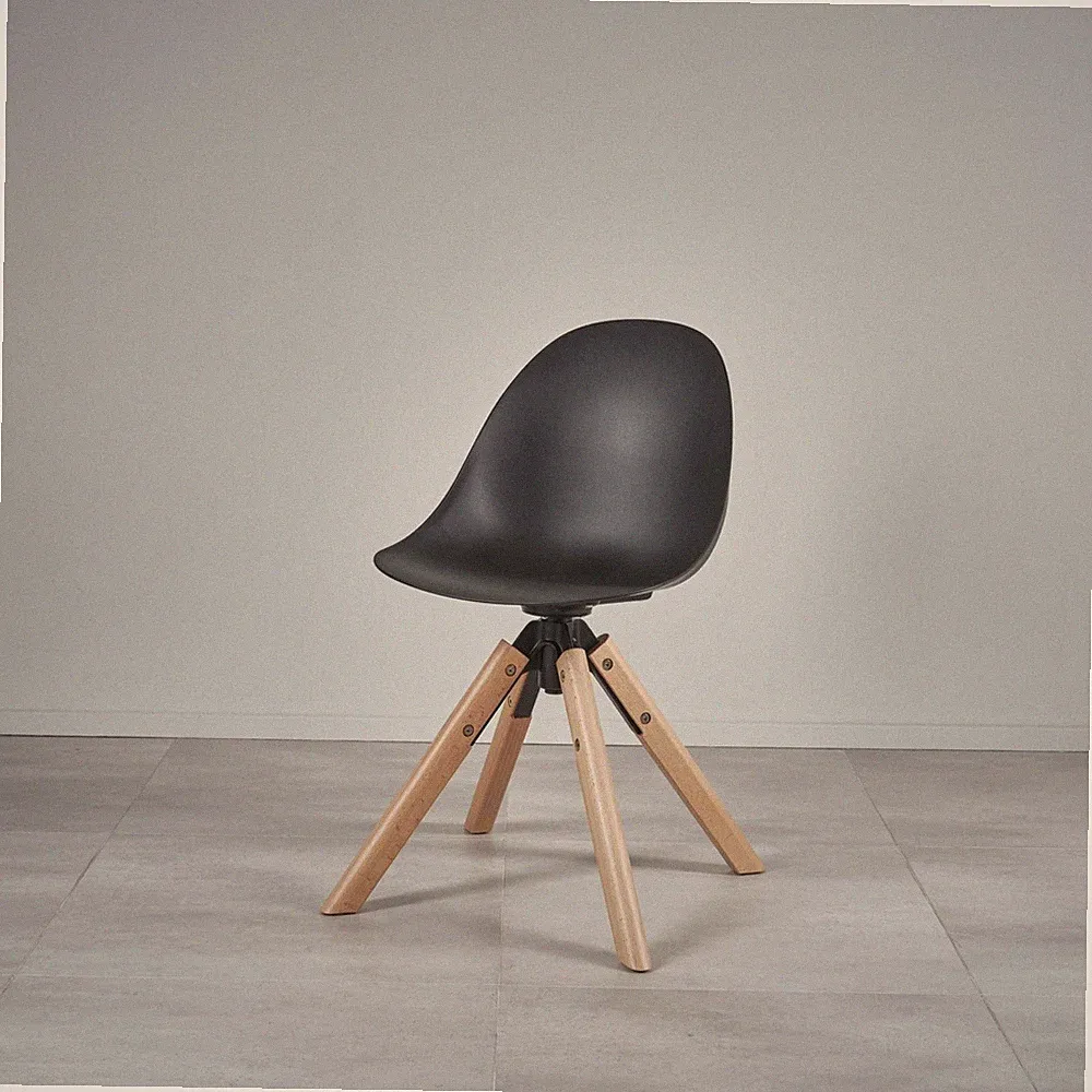Stuhl mit drehbarem Holzgestell Kunsstoffschale Skandinavisch Esszimmer CARINE