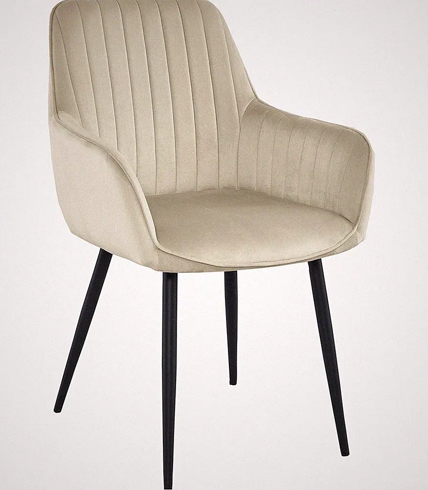 Stuhl SOLDEN Samt beige mit schwarzen Beinen