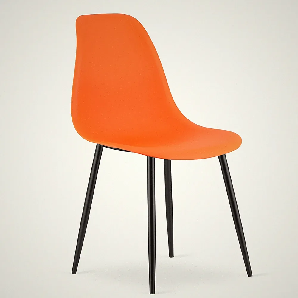 Stuhl WAT in Orange mit schwarzen Beinen