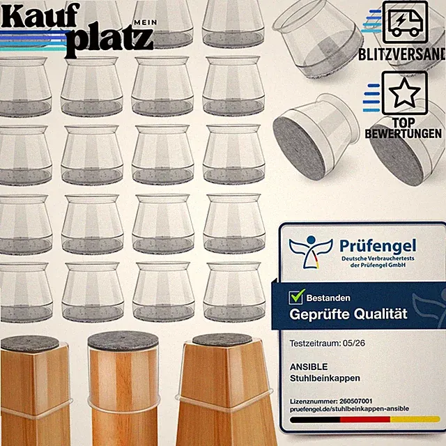 Stuhlbeinkappen 24 Stück Silikon Transparent Stuhlbeinschoner Möbel Schutz