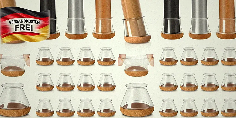 Stuhlbeinkappen Gummischoner für Boden- und Möbelschutz, transparent, 20 Stück