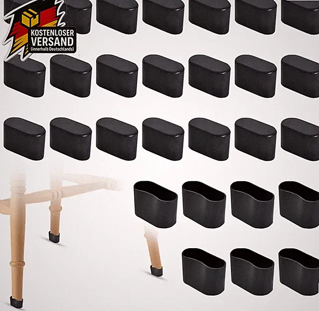Stuhlbeinkappen oval 40x20mm rutschfest für Gartenmöbel und Möbel, bodenschonend