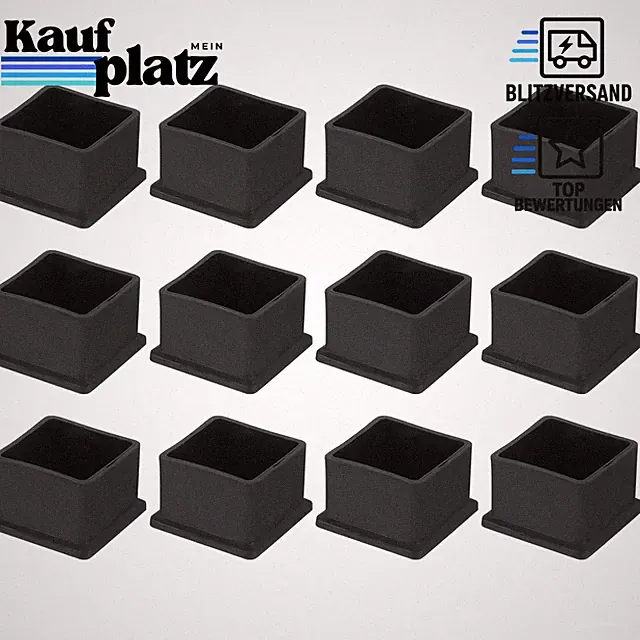Stuhlbeinkappen PVC 12 Stück 35x35mm Schwarz Möbel Schutz Zubehör