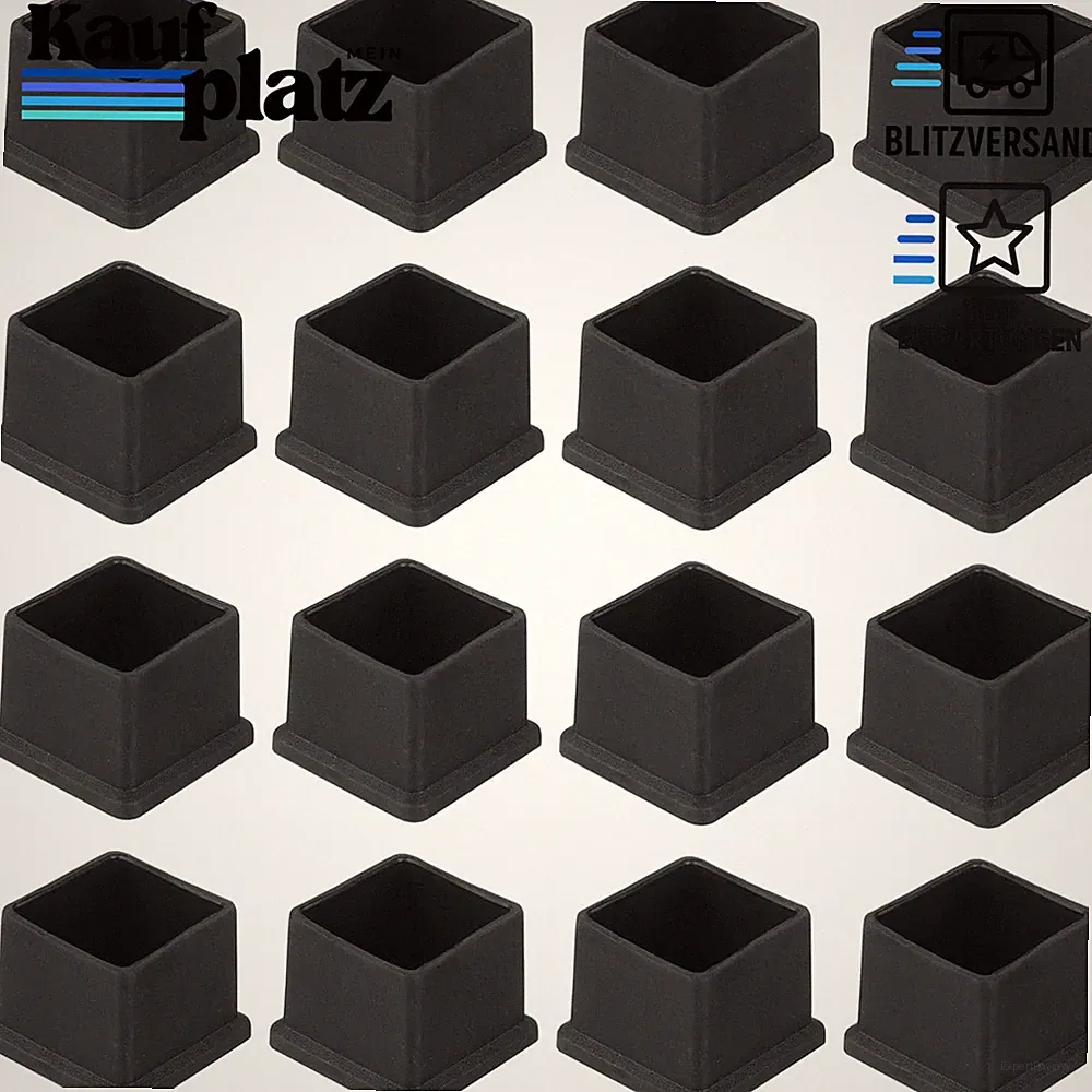 Stuhlbeinkappen PVC 25mm x 25mm Schwarz Bodenschoner für Möbel 16 Stück