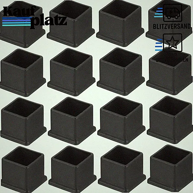 Stuhlbeinkappen PVC 30mm x 30mm Schwarz Bodenschoner für Möbel 16 Stück