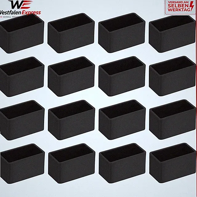 Stuhlbeinkappen PVC 36 Stück 40mm x 20mm Schwarz Bodenschoner Möbel Pads