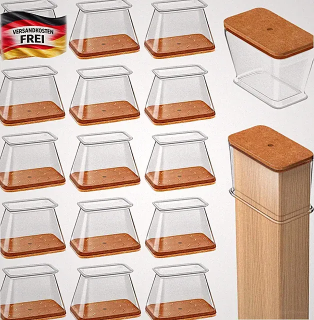 Stuhlbeinkappen Set aus Silikon Filz für Hartböden, Kratzschutz, geräuschlos