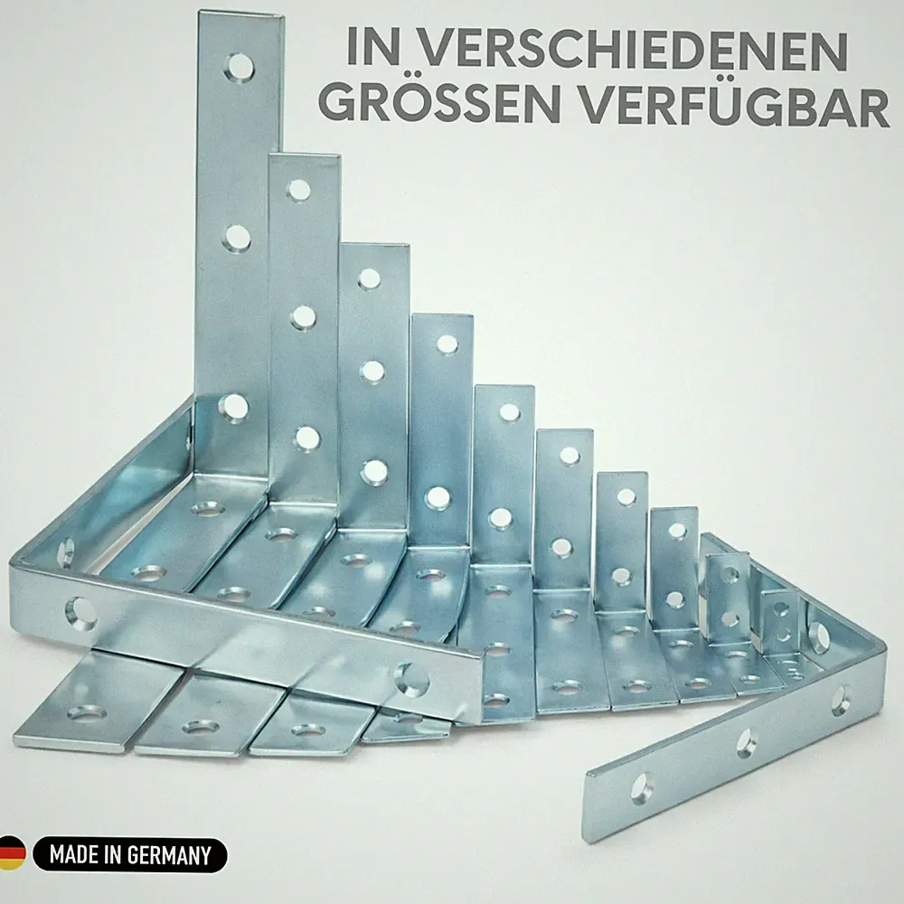 Stuhlwinkel 25–150 mm blau verzinkt Balkenwinkel Möbelwinkel Made in Germany