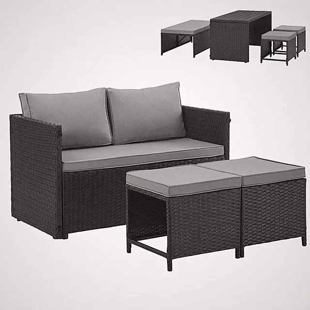 SVITA ATHINA Sitzgruppe Outdoor Gartenmöbel Set Balkonmöbel Polyrattan