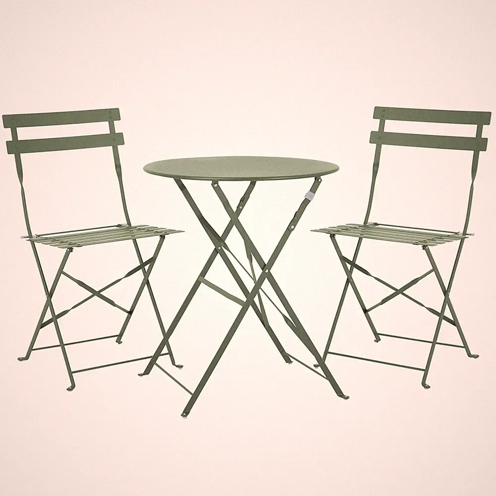 SVITA BERLIN Bistro-Set Balkonmöbel Stuhl Tisch Gartenmöbel Metall Mint