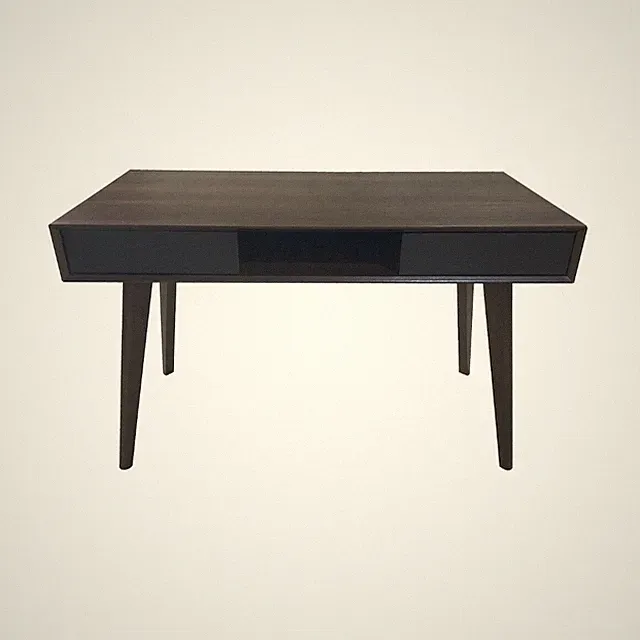 SVITA Retro Vintage Schreibtisch schwarze Schubladen Nussbaum-Optik Dunkelbraun