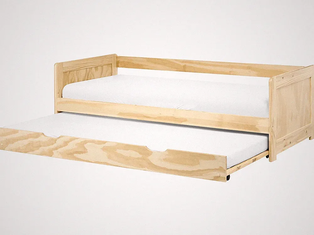 Tagesbett ausziehbar Kiefernholz hellbraun mit Lattenrost 90 x 200 cm Gravelines