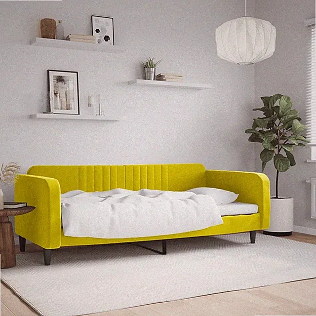 Tagesbett Einzelbett Bettgestell Ausziehbar Samt Singlebett Gästebett Bettrahmen