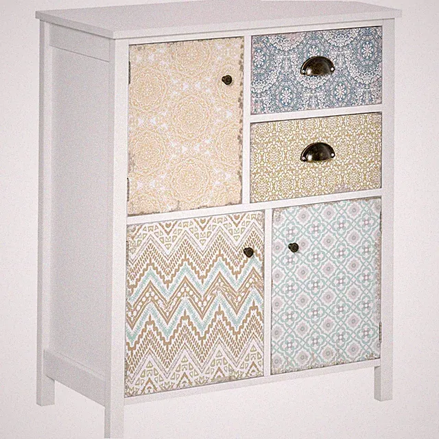 Tallboy Kommode Mehrfarbig Holz MDF 68x34x76cm Bohemian Shabby Chic