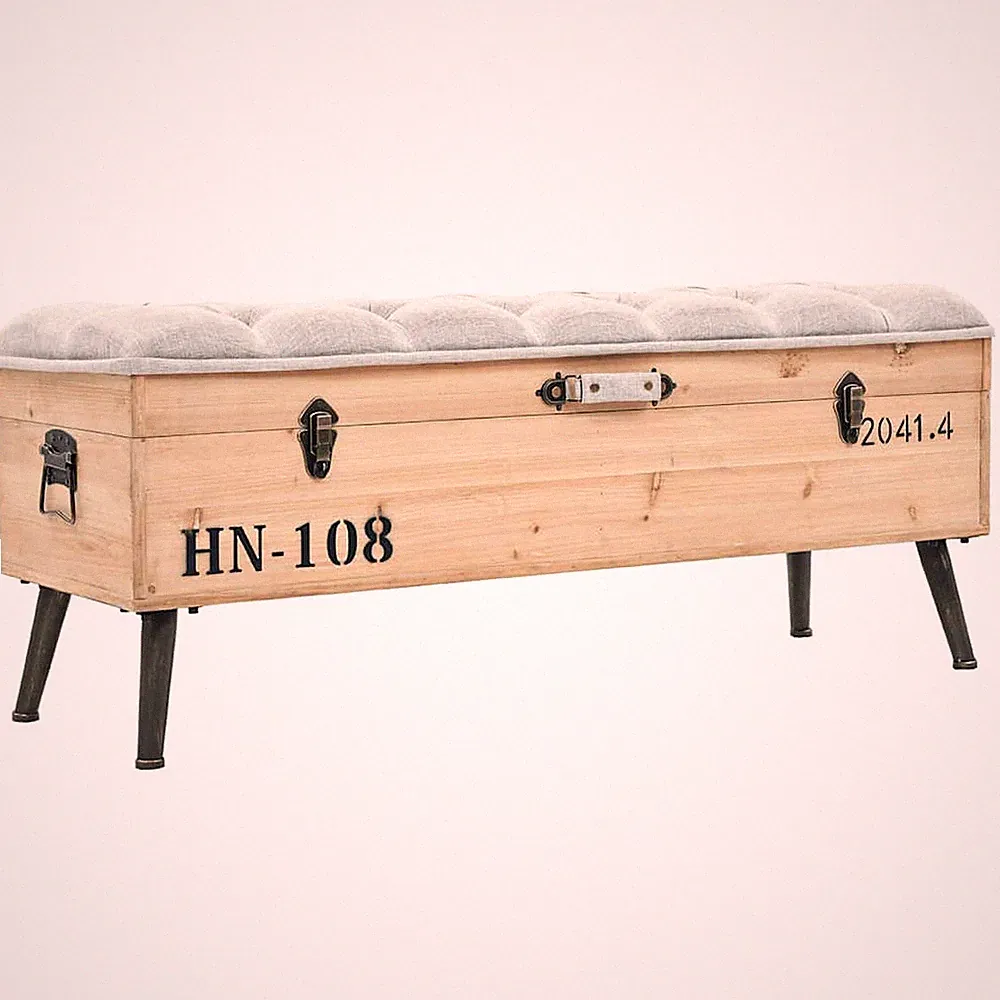 Tanne Massiv Sitzbank mit Stauraum 110cm Truhenbank Polsterbank Bank vidaXL