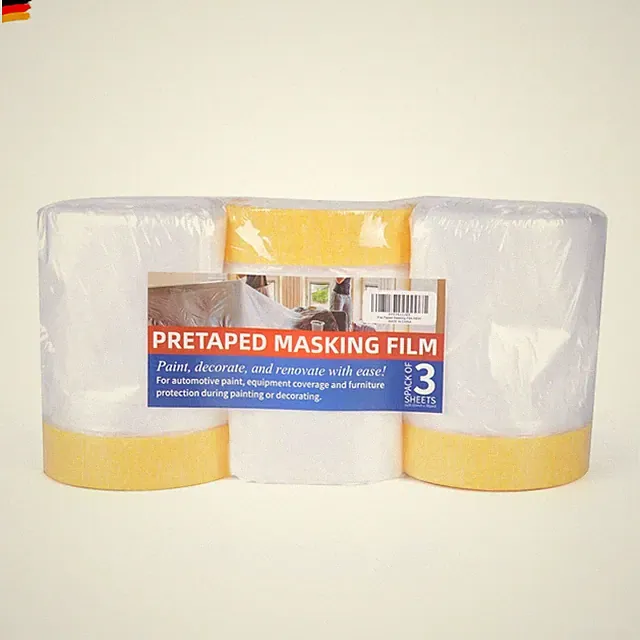 TAPEBEAR Abdeckfolie Mit Klebeband 3 Rollen, Transparent malerabdeckfolie