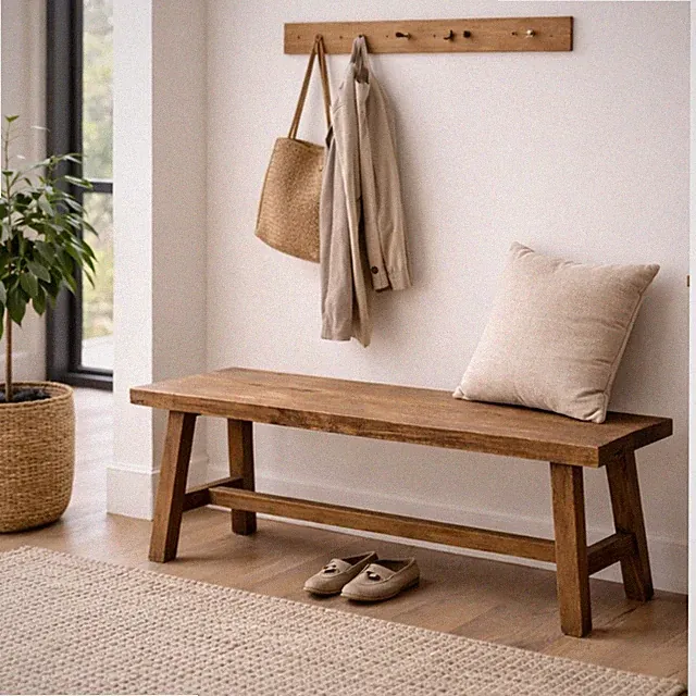 Teak Bank GEMI ca. L90cm Natural recyceltes Holz Holzbank Sitzbank Dekobank
