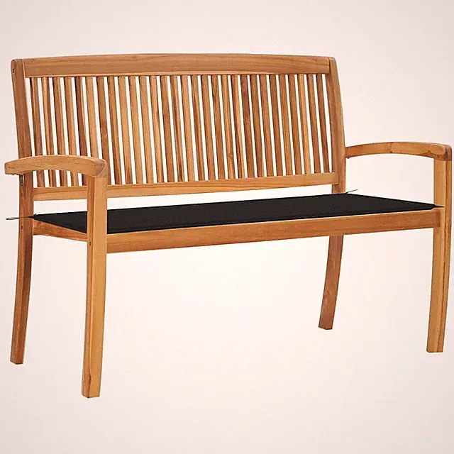 Teak Gartenbank Mit Auflage Stapelbar Sitzbank Parkbank mehrere Auswahl vidaXL