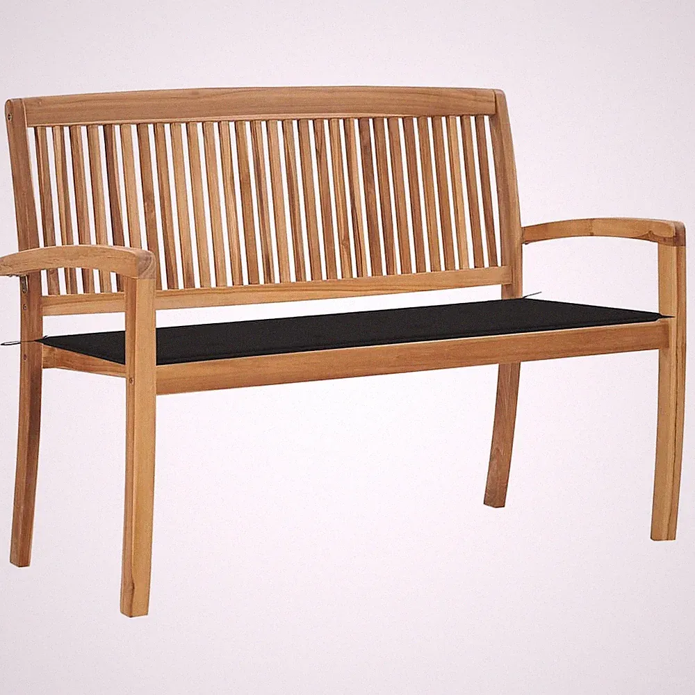 Teak Gartenbank Mit Auflage Stapelbar Sitzbank Parkbank mehrere Auswahl vidaXL