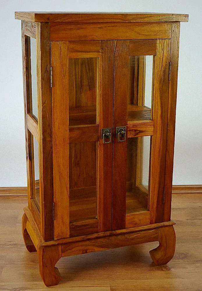 Teak Holz Vitrine, Vitrinenschrank, Glasschrank, Teakholz Möbel