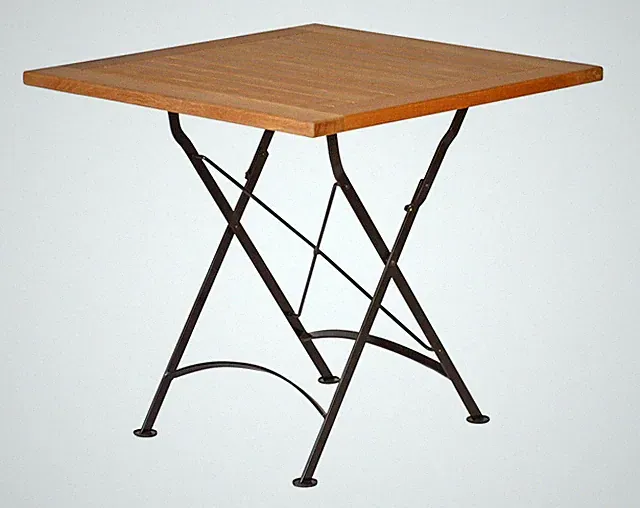 Teak Klapptisch quadratisch Bellevue (80 x 80 cm) Klappbar Tisch Stahl Holz