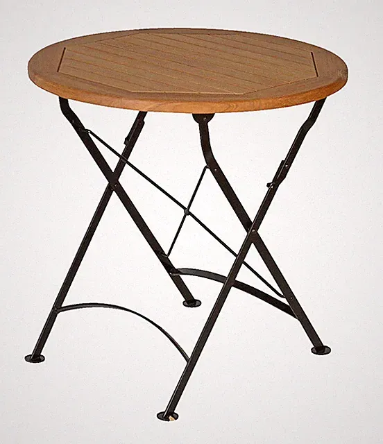 Teak Klapptisch rund Bellevue (70 cm Ø) Klappbar Holz Tisch Garten Balkon Bistro