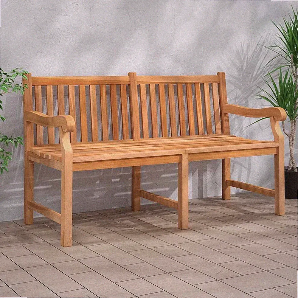Teak Massiv Gartenbank 150cm Parkbank Sitzbank Holzbank Gartenmöbel vidaXL