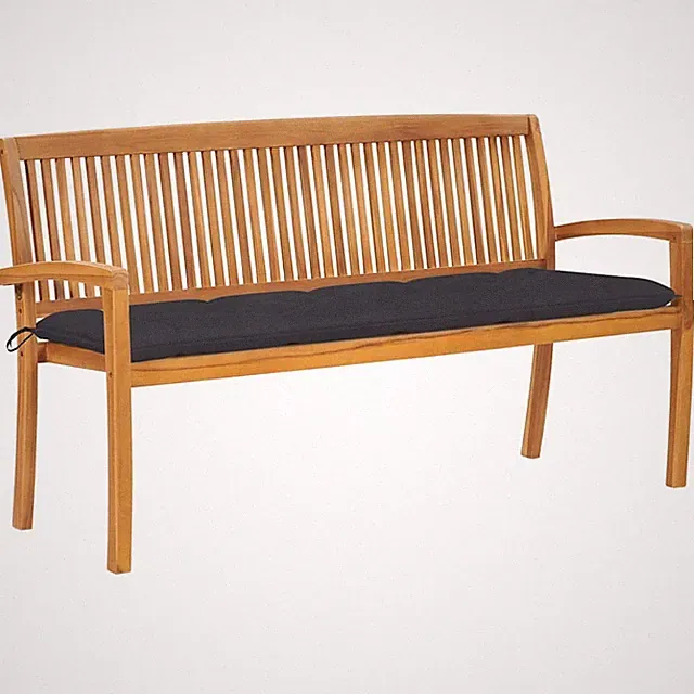 Teak Massiv Gartenbank Mit Auflage Stapelbar Sitzbank mehrere Auswahl vidaXL