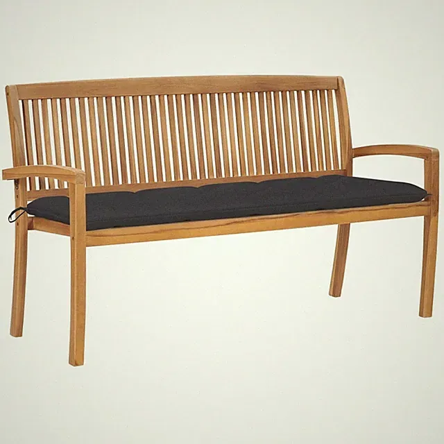 Teak Massiv Gartenbank Mit Auflage Stapelbar Sitzbank mehrere Auswahl vidaXL