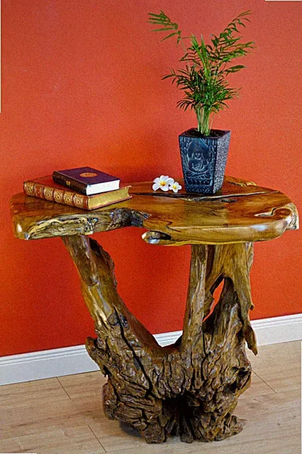 Teak Massivholz Konsolentisch Teakholz Wurzelholz Sideboard Konsolen Esstisch