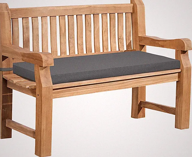Teakbank Jackson mit Sitzkissen 120 cm + teak dunkelgrau