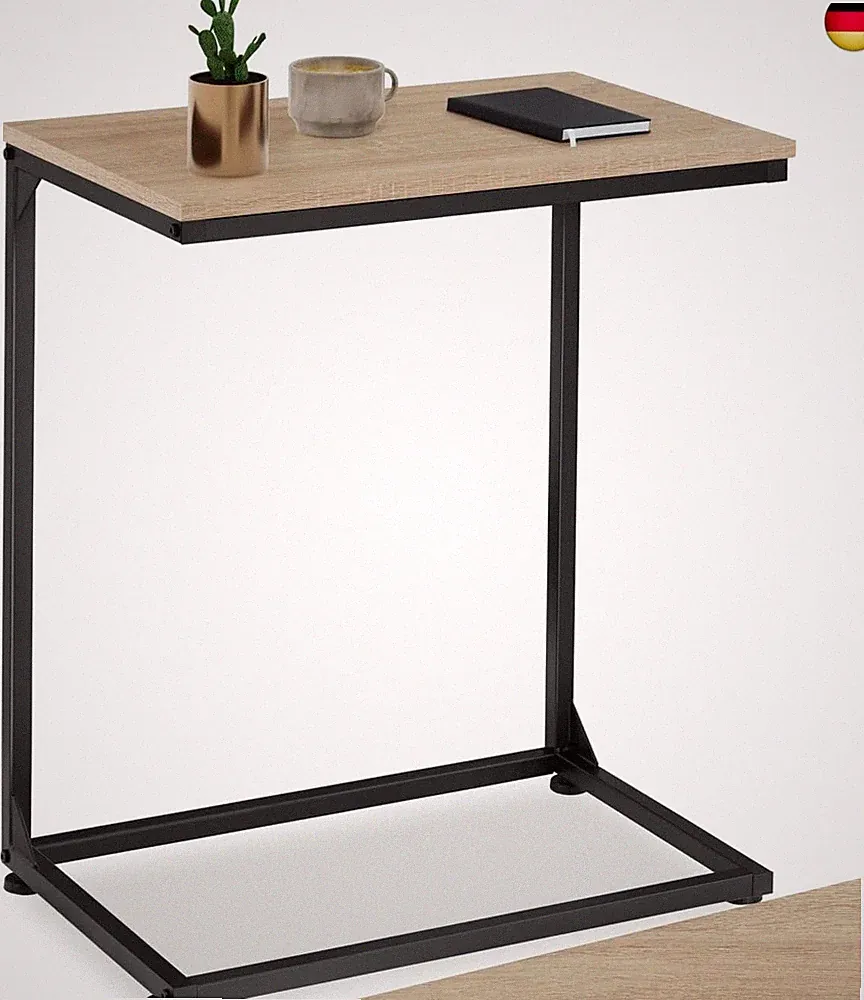 tectake® Beistelltisch Holz Metall, Wohnzimmertisch, Couchtisch C-Form