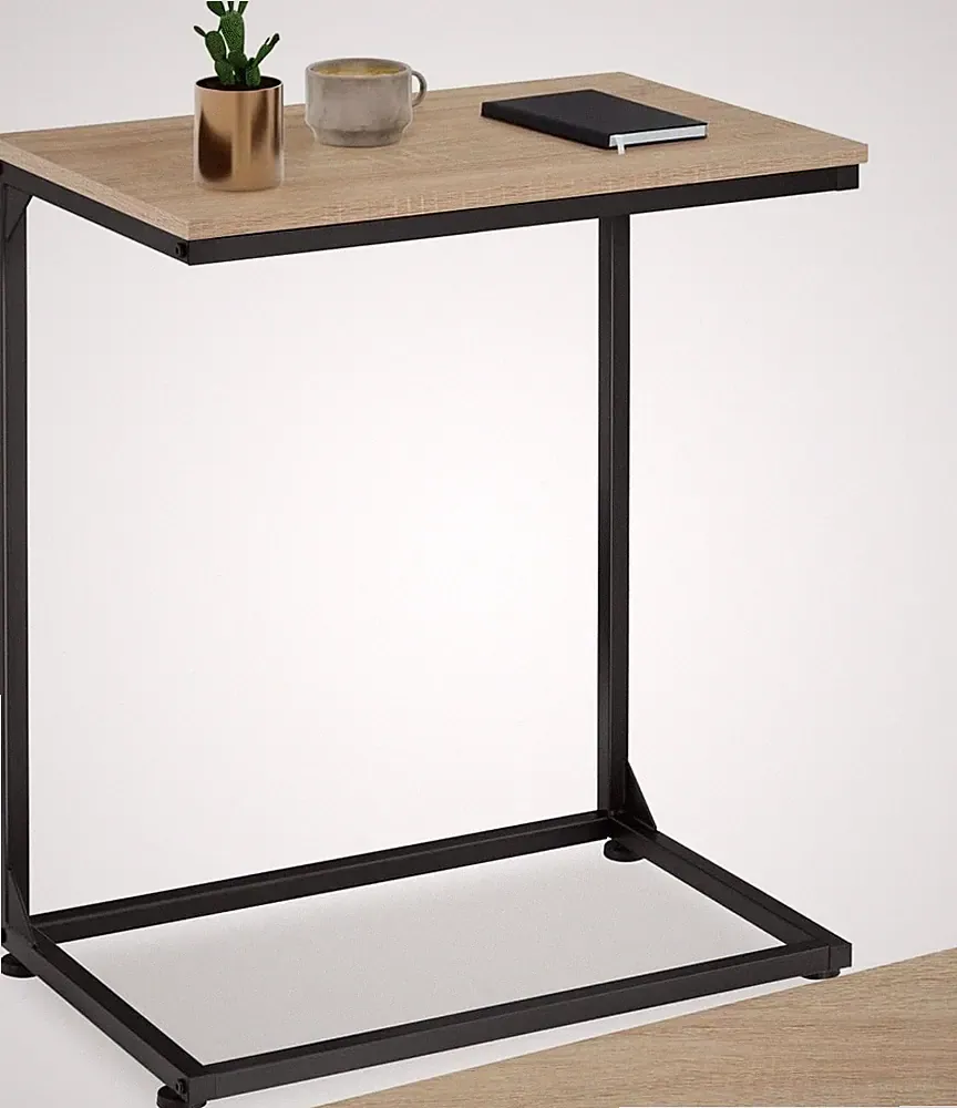 tectake® Beistelltisch Holz Metall, Wohnzimmertisch, Couchtisch C-Form