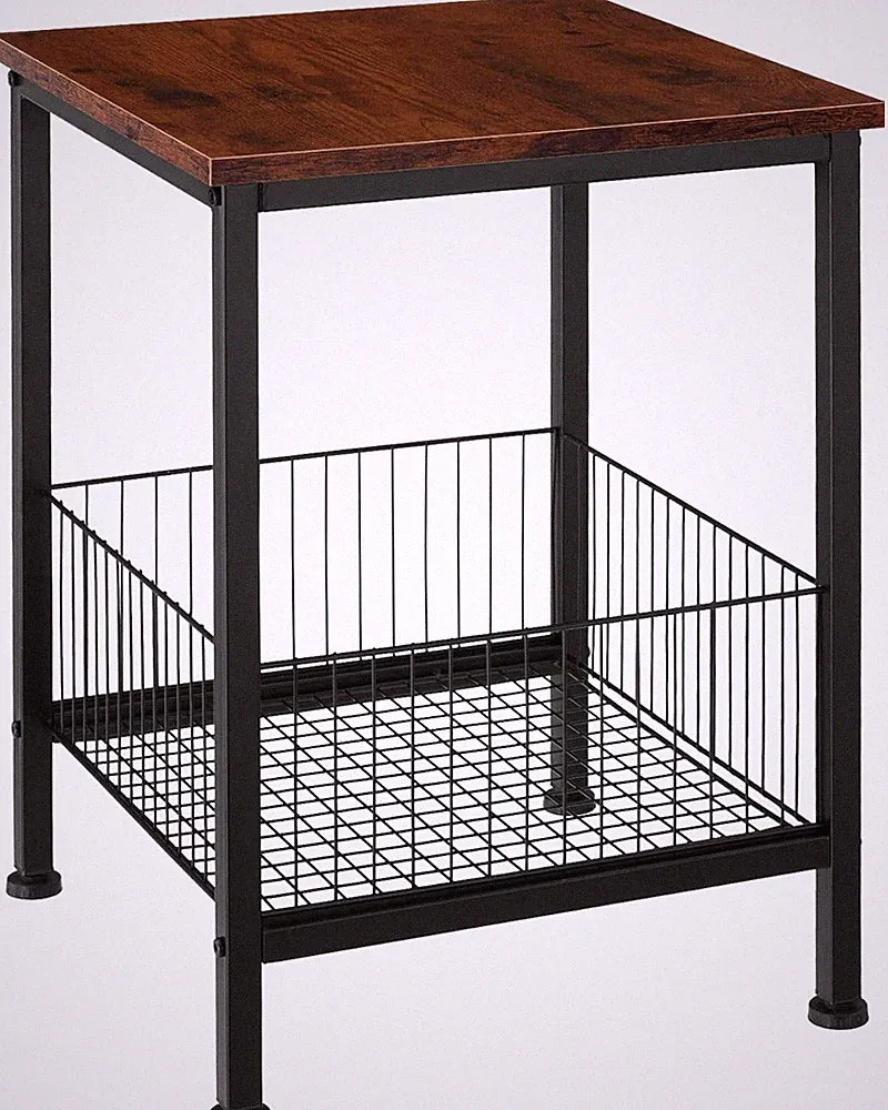 tectake® Beistelltisch mit Stauraum, Couchtisch mit Gitter Korb, Nachttisch 40