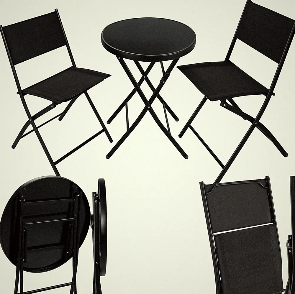 Tectake® Bistroset, Tisch Und 2 X Stuhl, Kleiner Runder Esstisch, Klapptisch Und