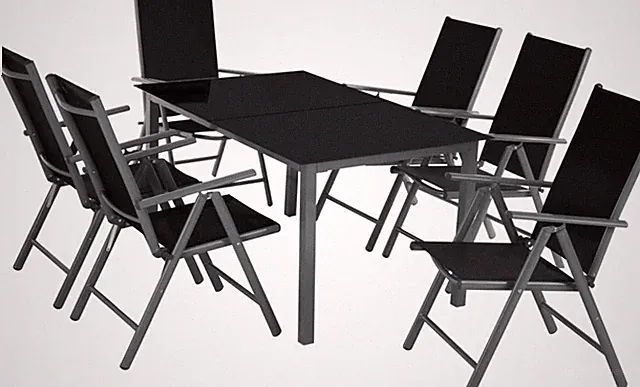 tectake Gartenmöbel Set Aluminium 6 Stühle + Glastisch