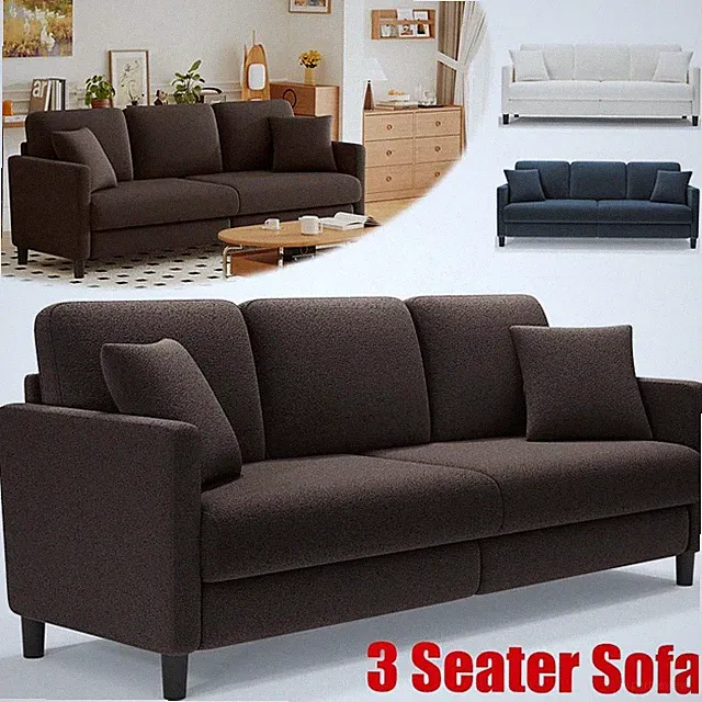 Teddy Plüsch 3 Sitzer Sofa Gästesofa mit 2 Sitzkissen, dreier Couch mit Armlehne