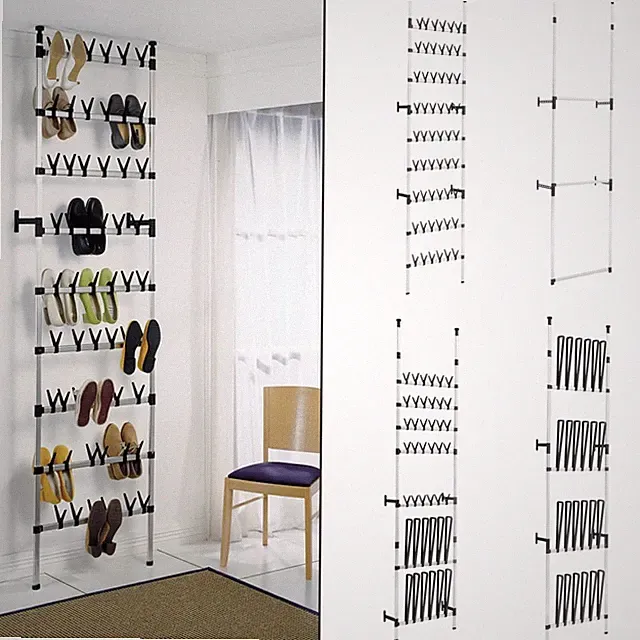 Teleskop-Schuhregal Garderobe Stiefelregal mit Stangen Regale Aufbewahrung 4stil