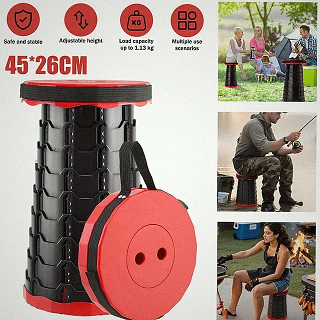 Teleskophocker, Campingstuhl, Klapphocker, Tragbar, verstellbar, bis 180kg