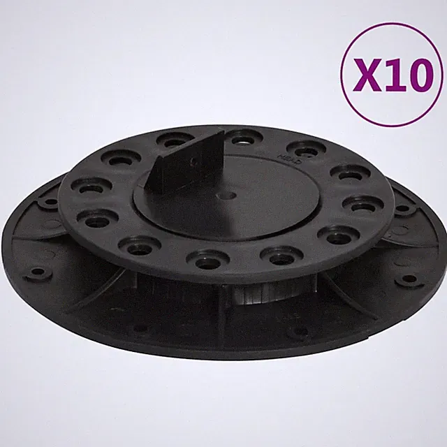 Terrassendielen Stellfüße schwarz Polypropylen 20-30 mm 10 Stück oben14,8 cm unten19,8 cm