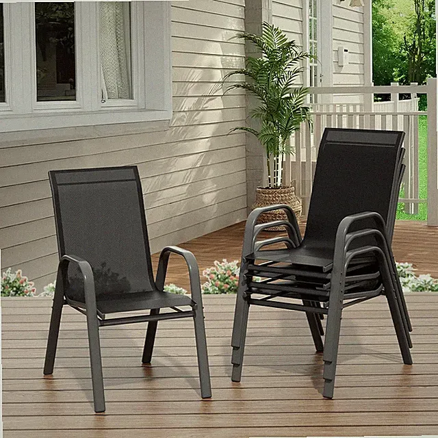 Terrassenstühle 2er Set, Stapelbare & Leichte Gartenstühle aus wetterfestem