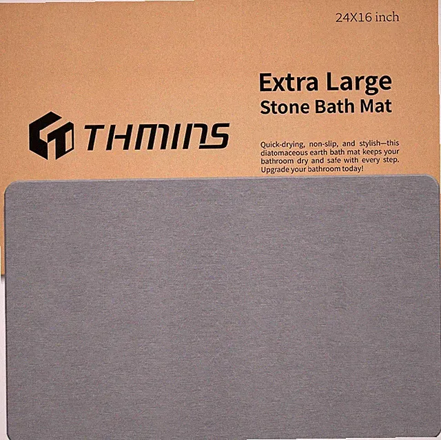 THMINS Stein Badematte 60×40 cm – Diatomit Badmatte aus Kieselgur, rutschfeste S