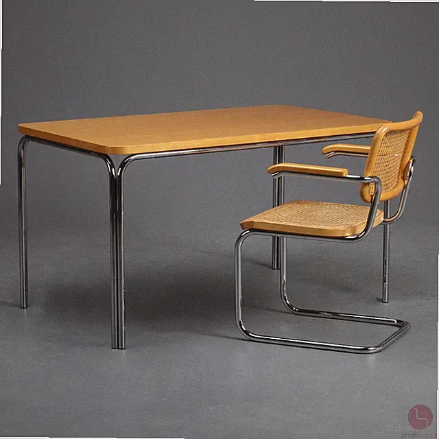 Thonet 1033 Esstisch 130 x 78 cm Buche Schreibtisch Tisch verchromt Vintage